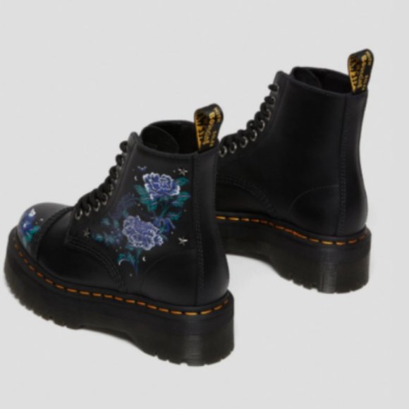 Dr. Martens SINCLAIR MYSTIC FLORAL LEATHER PLATFORM BOOTS MSRP$220 UniqueDetails - Picture 7 of 11